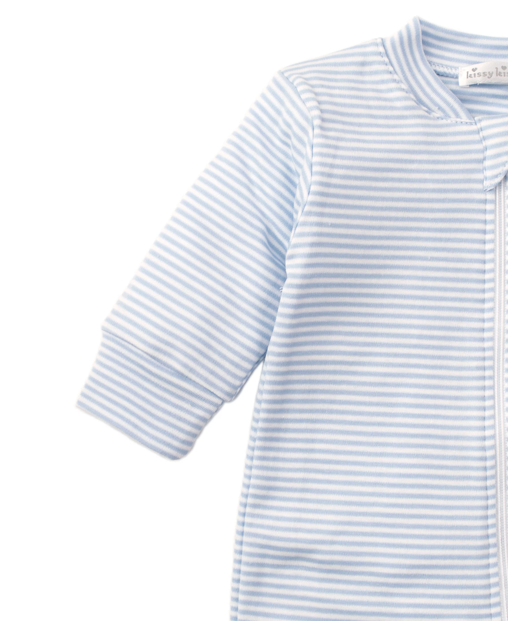 Simple Stripes Blue Pajama Zip Footie - Image 3