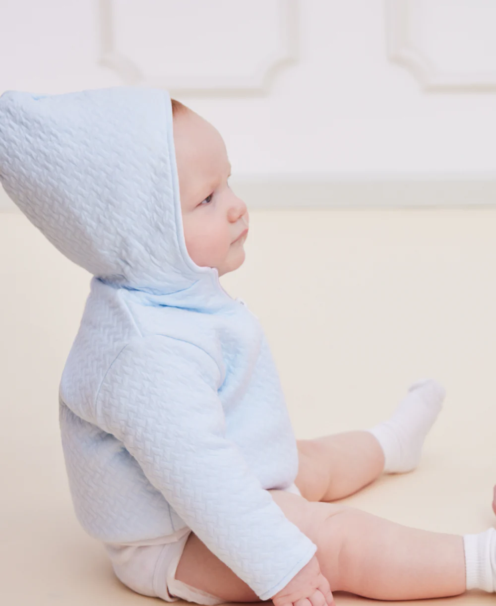 Classic Jacquards Blue Padded Jacket - Image 4