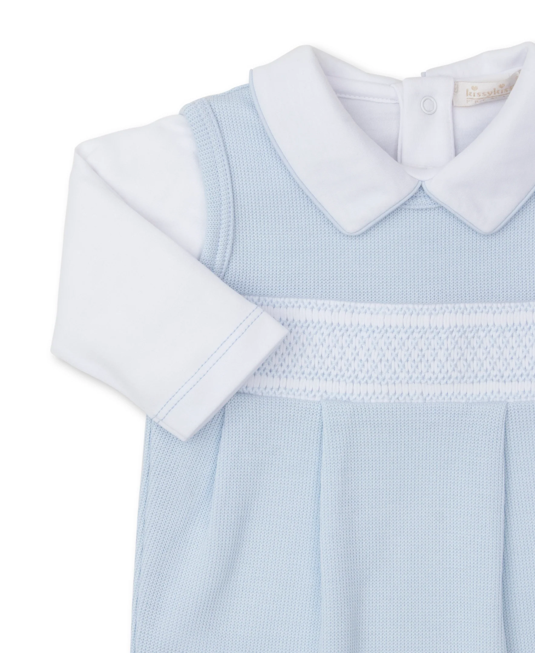 CLB Punto Ingles Blue Hand Smocked Overall Set - Image 4
